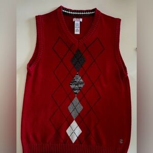 IZOD Boy Red/Gray Sweater Vest Large (14/16)